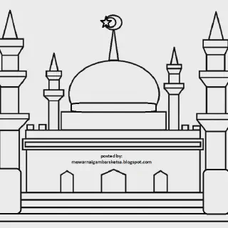 Koleksi Gambar Masjid untuk Mewarnai Anak PAUD yang Lucu dan Menggemaskan