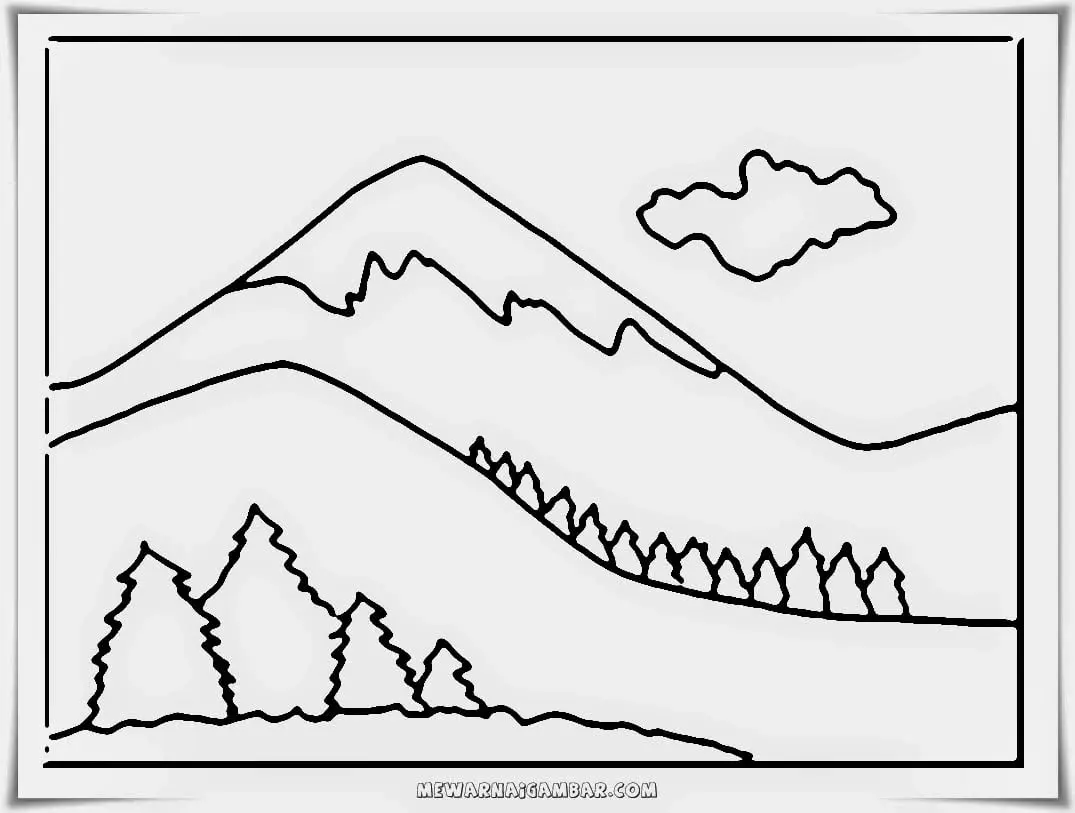 7 Gambar Mewarnai Pemandangan Gunung yang Mudah dan Seru untuk Anak-Anak