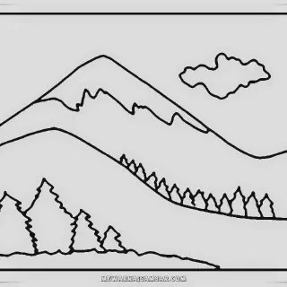 7 Gambar Mewarnai Pemandangan Gunung yang Mudah dan Seru untuk Anak-Anak