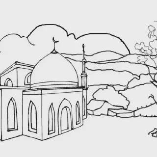 Warnai Keindahan Masjid dengan Gambar Mewarnai Pemandangan Masjid yang Seru dan Menarik!